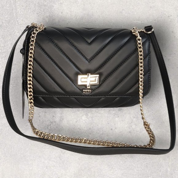DKNY Black Quilted Veronica Shoulder Bag with Turn Lock - NWT - Picture 5 of 6